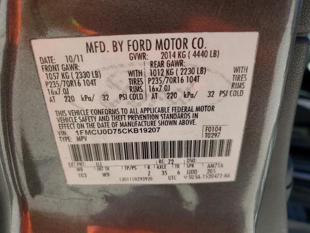 Photo 14 from auction – 2012 FORD ESCAPE XLT with VIN 1FMCU0D75CKB19207