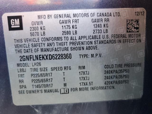 Photo 14 from auction – 2013 CHEVROLET EQUINOX LT with VIN 2GNFLNEKXD6228360