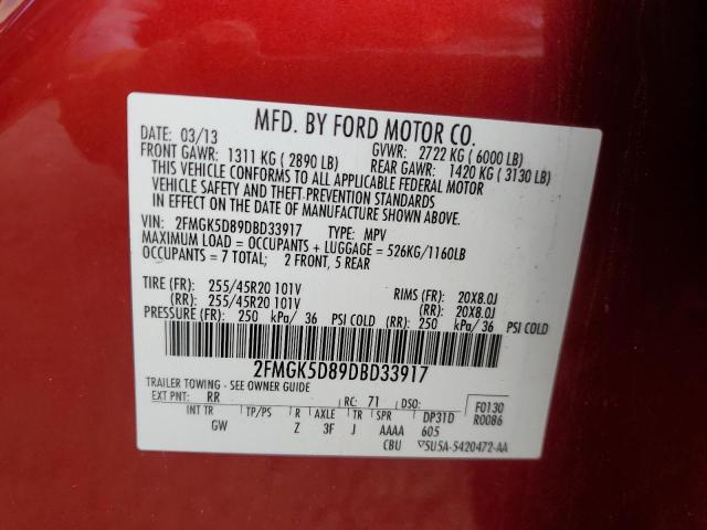 Photo 14 from auction – 2013 FORD FLEX LIMIT with VIN 2FMGK5D89DBD33917