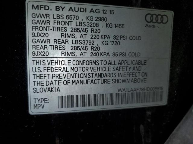 Photo 14 from auction – 2017 AUDI Q7 PREMIUM with VIN WA1LAAF78HD005515