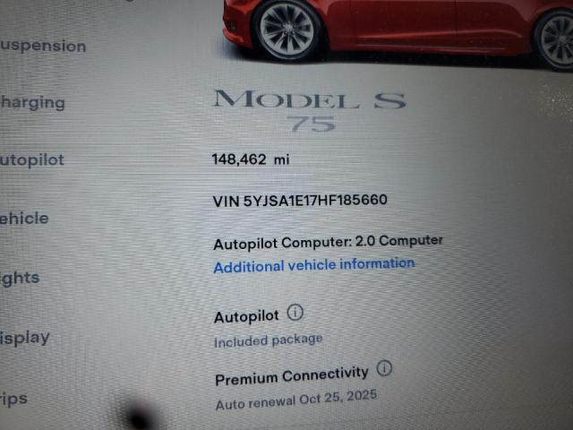 Photo 9 from auction – 2017 TESLA MODEL S with VIN 5YJSA1E17HF185660