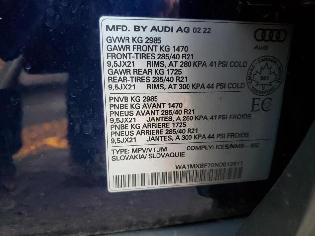 Photo 14 from auction – 2022 AUDI Q7 PROGRES with VIN WA1MXBF70ND012611