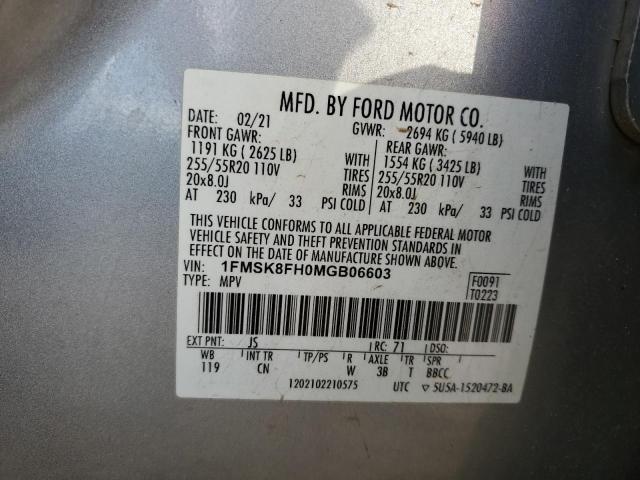 Photo 14 from auction – 2021 FORD EXPLORER L with VIN 1FMSK8FH0MGB06603