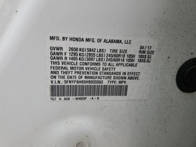 Photo 14 from auction – 2017 HONDA PILOT EXL with VIN 5FNYF6H65HB035563