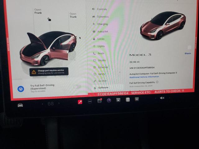 Photo 9 from auction – 2023 TESLA MODEL 3 with VIN 5YJ3E1EA0PF586104
