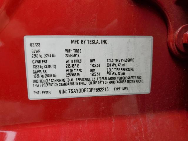 Photo 14 from auction – 2023 TESLA MODEL Y with VIN 7SAYGDEE3PF692215