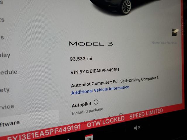 Photo 9 from auction – 2023 TESLA MODEL 3 with VIN 5YJ3E1EA5PF449191