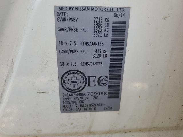 Photo 14 from auction – 2014 NISSAN PATHFINDER with VIN 5N1AR2MM8EC709988