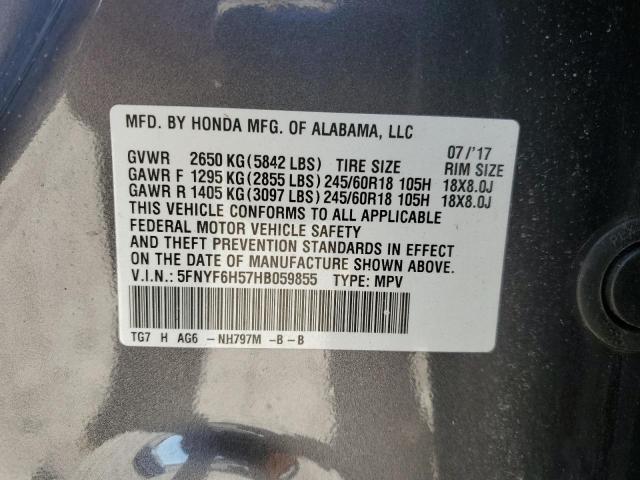 Photo 14 from auction – 2017 HONDA PILOT EXL with VIN 5FNYF6H57HB059855