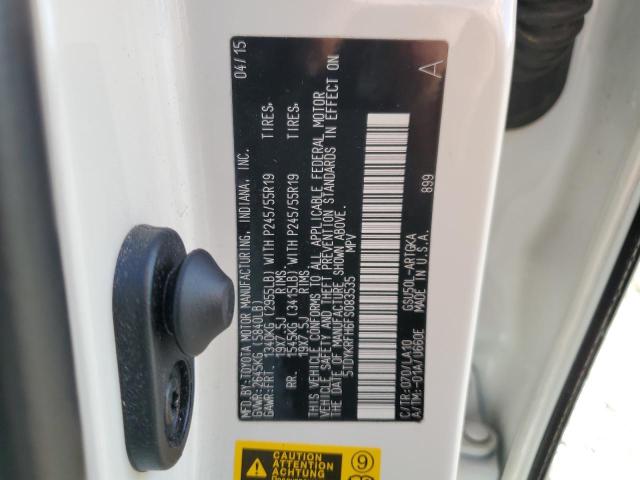 Photo 14 from auction – 2015 TOYOTA HIGHLANDER with VIN 5TDYKRFH6FS083535