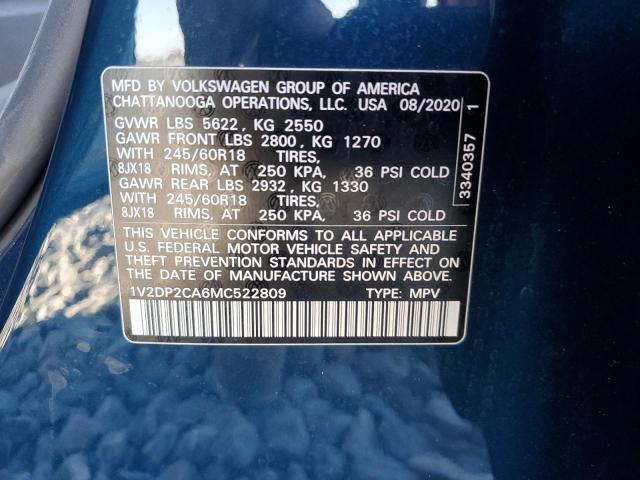 Photo 14 from auction – 2021 VOLKSWAGEN ATLAS SE with VIN 1V2DP2CA6MC522809