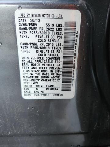 Photo 14 from auction – 2014 INFINITI QX70 with VIN JN8CS1MW4EM412017