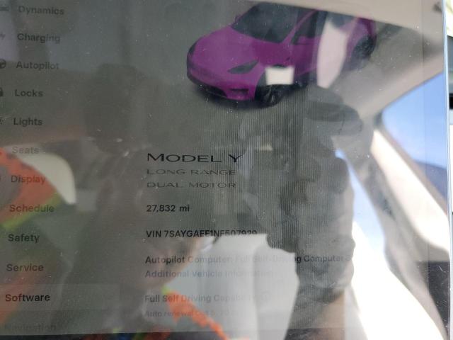 Photo 9 from auction – 2022 TESLA MODEL Y with VIN 7SAYGAEE1NF507929