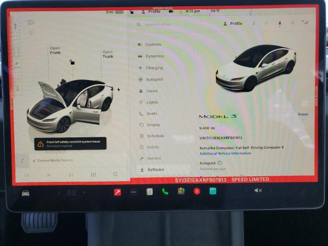 Photo 9 from auction – 2024 TESLA MODEL 3 with VIN 5YJ3E1EAXRF801913