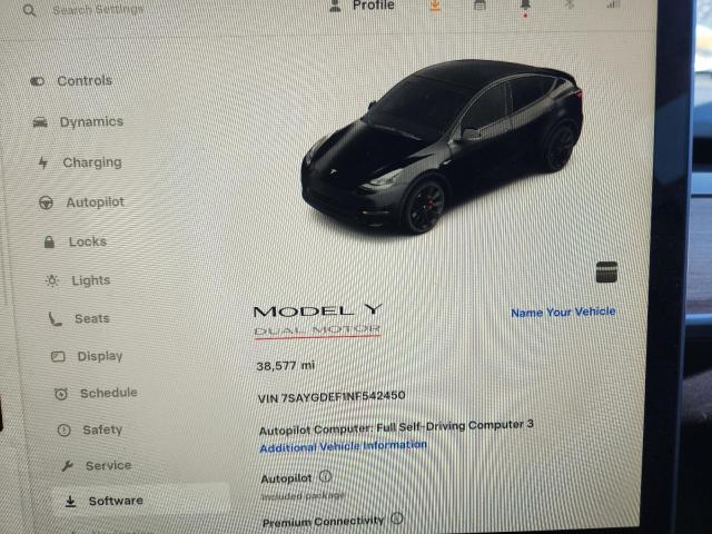 Photo 9 from auction – 2022 TESLA MODEL Y with VIN 7SAYGDEF1NF542450