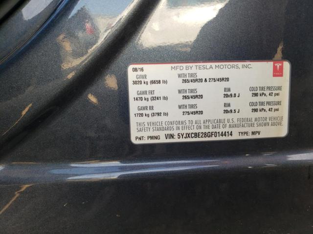 Photo 14 from auction – 2016 TESLA MODEL X with VIN 5YJXCBE28GF014414