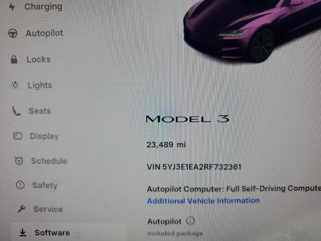 Photo 9 from auction – 2024 TESLA MODEL 3 with VIN 5YJ3E1EA2RF732361