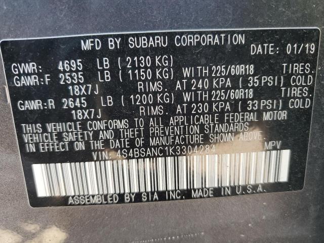 Photo 14 from auction – 2019 SUBARU OUTBACK 2. with VIN 4S4BSANC1K3304284