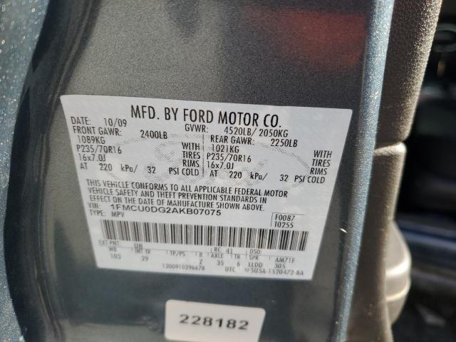 Photo 14 from auction – 2010 FORD ESCAPE XLT with VIN 1FMCU0DG2AKB07075