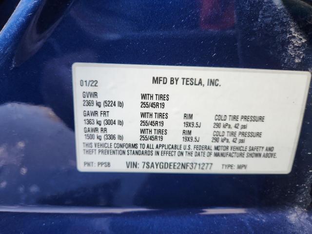 Photo 14 from auction – 2022 TESLA MODEL Y with VIN 7SAYGDEE2NF371277