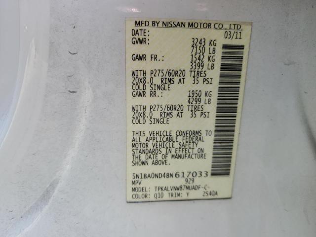 Photo 14 from auction – 2011 NISSAN ARMADA SV with VIN 5N1BA0ND4BN617033