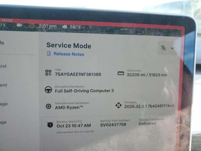 Photo 9 from auction – 2022 TESLA MODEL Y with VIN 7SAYGAEE1NF361385