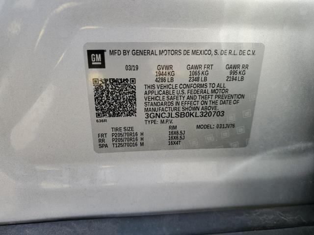 Photo 14 from auction – 2019 CHEVROLET TRAX 1LT with VIN 3GNCJLSB0KL320703