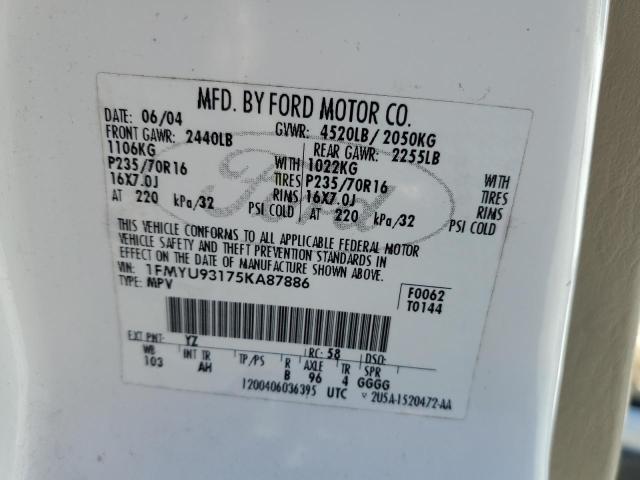 Photo 14 from auction – 2005 FORD ESCAPE XLT with VIN 1FMYU93175KA87886