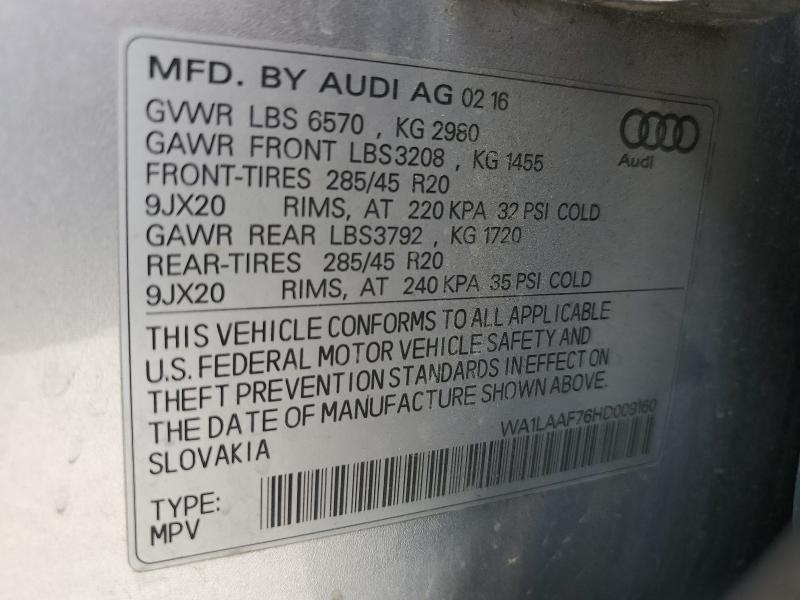 Photo 14 from auction – 2017 AUDI Q7 PREMIUM with VIN WA1LAAF76HD009160