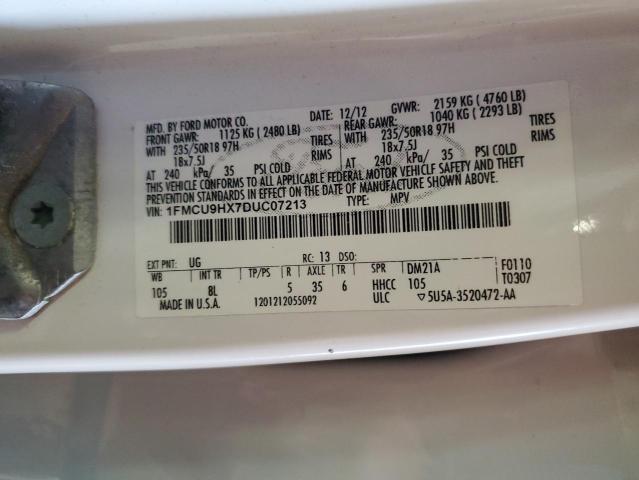 Photo 14 from auction – 2013 FORD ESCAPE SEL with VIN 1FMCU9HX7DUC07213