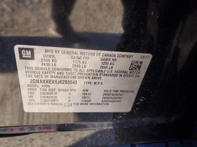 Photo 14 from auction – 2018 CHEVROLET EQUINOX LT with VIN 2GNAXKEX8J6203543