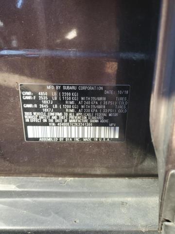 Photo 14 from auction – 2019 SUBARU OUTBACK TO with VIN 4S4BSETC2K3241366