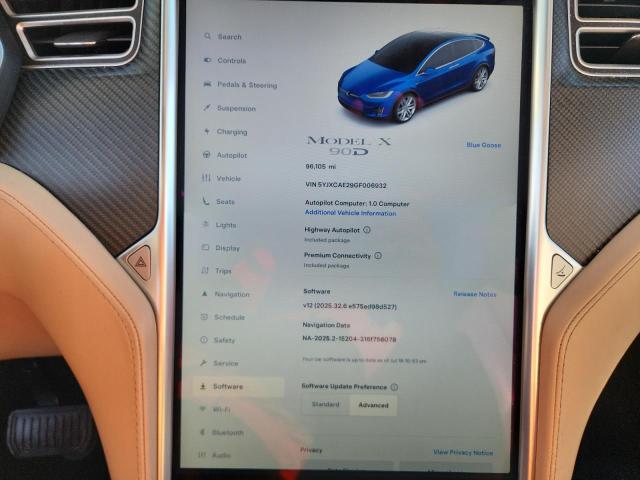 Photo 9 from auction – 2016 TESLA MODEL X with VIN 5YJXCAE29GF006932