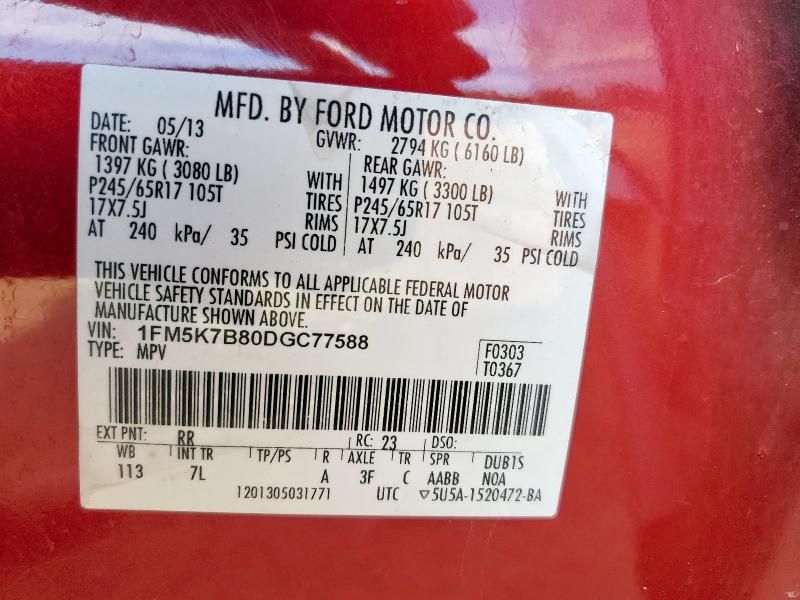 Photo 14 from auction – 2013 FORD EXPLORER with VIN 1FM5K7B80DGC77588