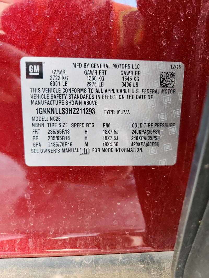 Photo 14 from auction – 2017 GMC ACADIA SLE with VIN 1GKKNLLS3HZ211293