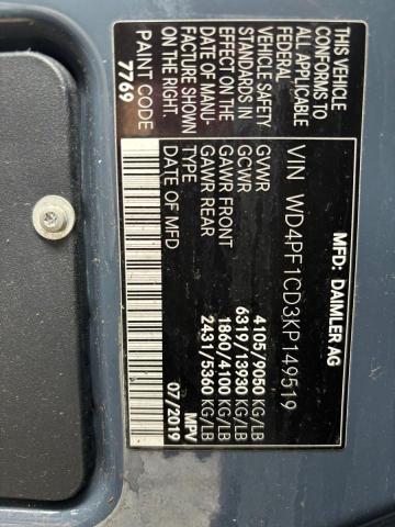 Photo 10 from auction – 2019 MERCEDES-BENZ SPRINTER 2 with VIN WD4PF1CD3KP149519
