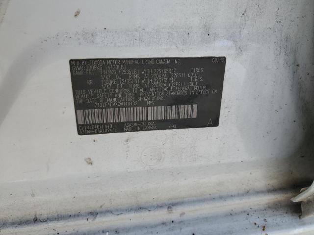 Photo 14 from auction – 2012 TOYOTA RAV4 with VIN 2T3ZF4DVXCW140432