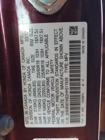 Photo 14 from auction – 2017 HONDA CR-V with VIN 2HKRW1H82HH511939