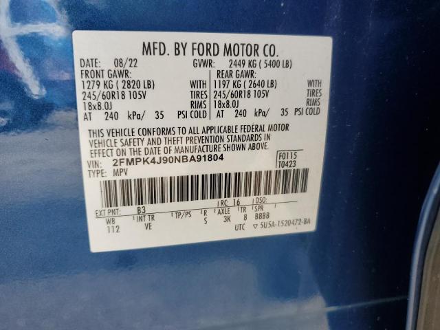 Photo 14 from auction – 2022 FORD EDGE SEL with VIN 2FMPK4J90NBA91804