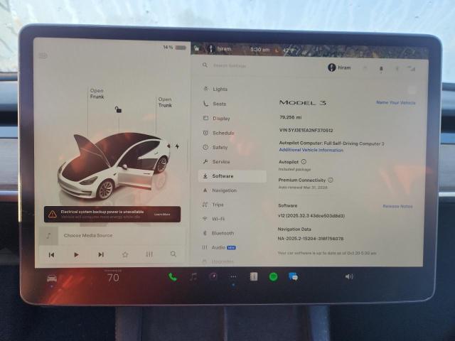 Photo 9 from auction – 2022 TESLA MODEL 3 with VIN 5YJ3E1EA2NF370512