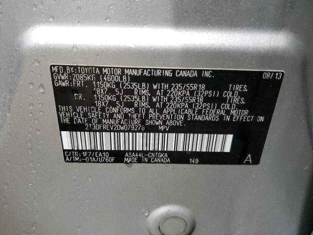 Photo 14 from auction – 2013 TOYOTA RAV4 LIMITED with VIN 2T3DFREV2DW079276