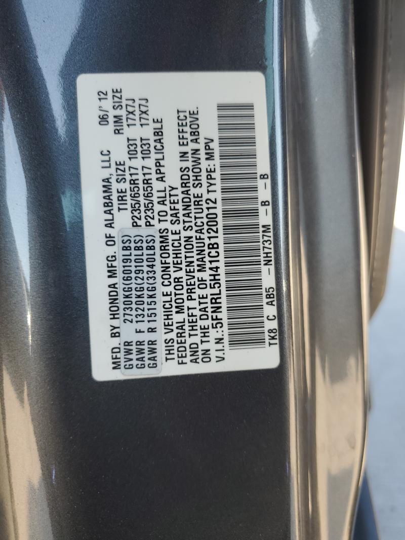 Photo 14 from auction – 2012 HONDA ODYSSEY EX with VIN 5FNRL5H41CB120012