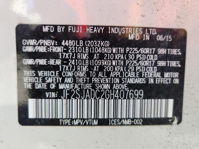 Photo 14 from auction – 2016 SUBARU FORESTER 2.5I PREMIUM with VIN JF2SJADC2GH407699