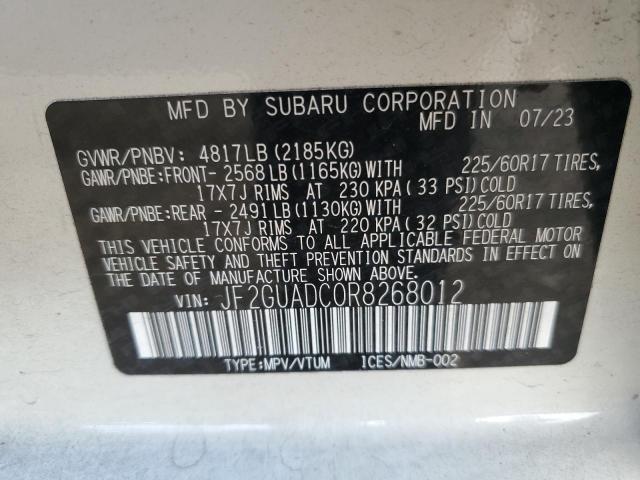 Photo 14 from auction – 2024 SUBARU CROSSTREK with VIN JF2GUADC0R8268012