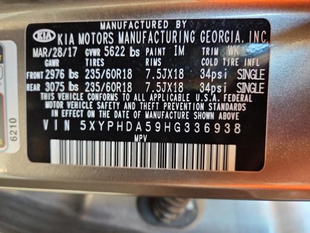 Photo 14 from auction – 2017 KIA SORENTO EX with VIN 5XYPHDA59HG336938
