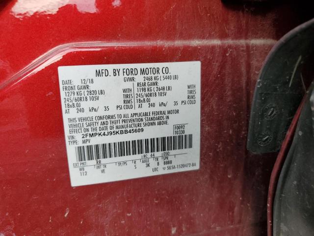 Photo 14 from auction – 2019 FORD EDGE SEL with VIN 2FMPK4J95KBB45609