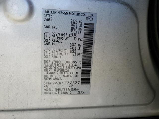 Photo 14 from auction – 2015 NISSAN ROGUE S with VIN 5N1AT2MVXFC777527