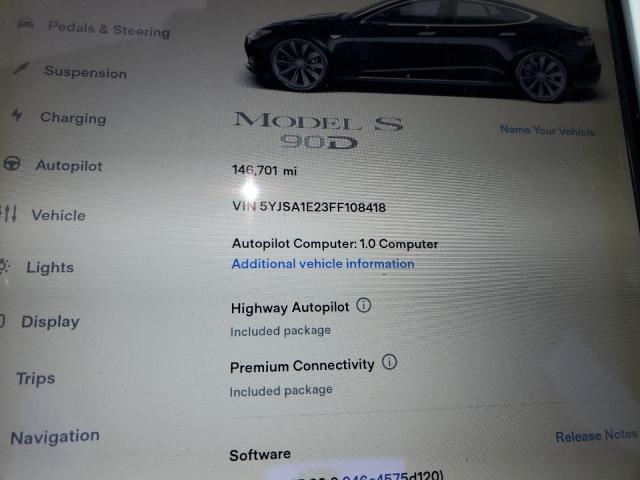 Photo 9 from auction – 2015 TESLA MODEL S with VIN 5YJSA1E23FF108418