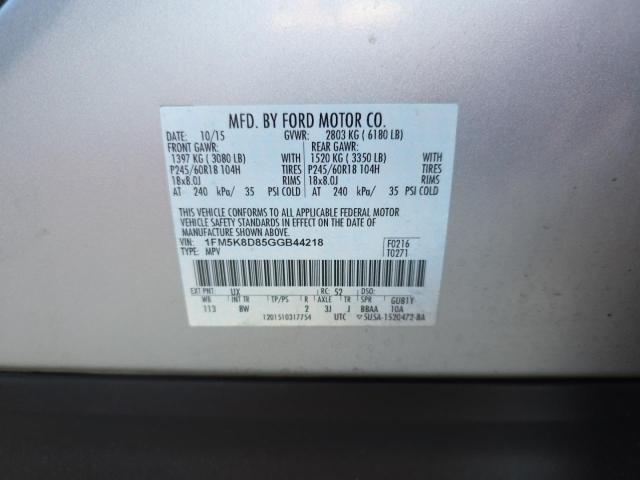 Photo 10 from auction – 2016 FORD EXPLORER X with VIN 1FM5K8D85GGB44218