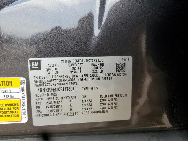 Photo 14 from auction – 2015 CHEVROLET TRAVERSE L with VIN 1GNKRFEDXFJ178019